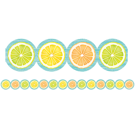 TEACHER CREATED RESOURCES Lemon Zest Citrus Slices Die-Cut Border Trim, 35 Feet/Pack, PK6 TCR8490